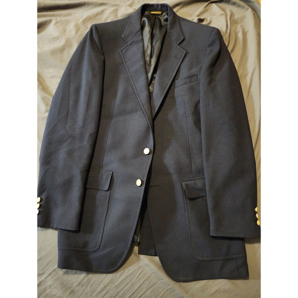 Palm Beach Tailored Jacket Men's Medium Black Gold Button Blazer Tailored Fit - Picture 1 of 9